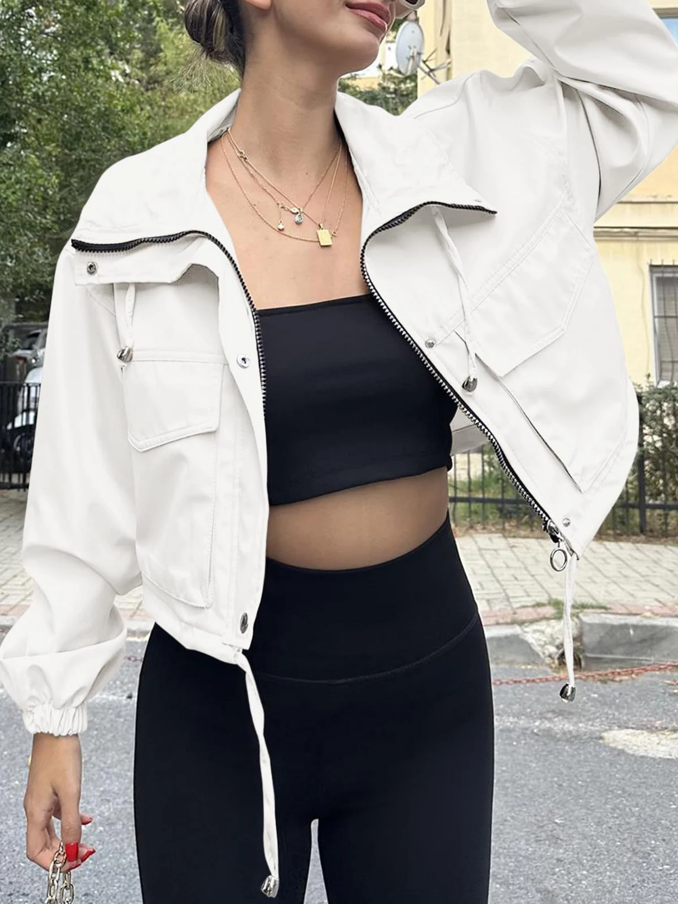 Autumn Jackets 2025 Women's Fashion Plain Zipper Pockets Long Sleeve Lapel Regular Fit Streetwear Jackets
Autumn Jackets 2025 Women's Fashion Plain Zipper Pockets Long Sleeve Lapel Regular Fit Streetwear Jackets