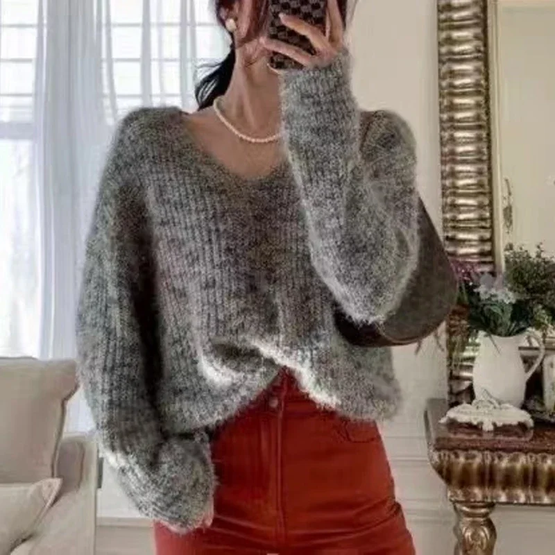 Korean Style Lantern Long Sleeve Soft Pullover 2023 Autumn Loose Mixed Color V-Neck Sweater Casual New Knitted Tops Jumper 29251
Korean Style Lantern Long Sleeve Soft Pullover 2023 Autumn Loose Mixed Color V-Neck Sweater Casual New Knitted Tops Jumper 29251