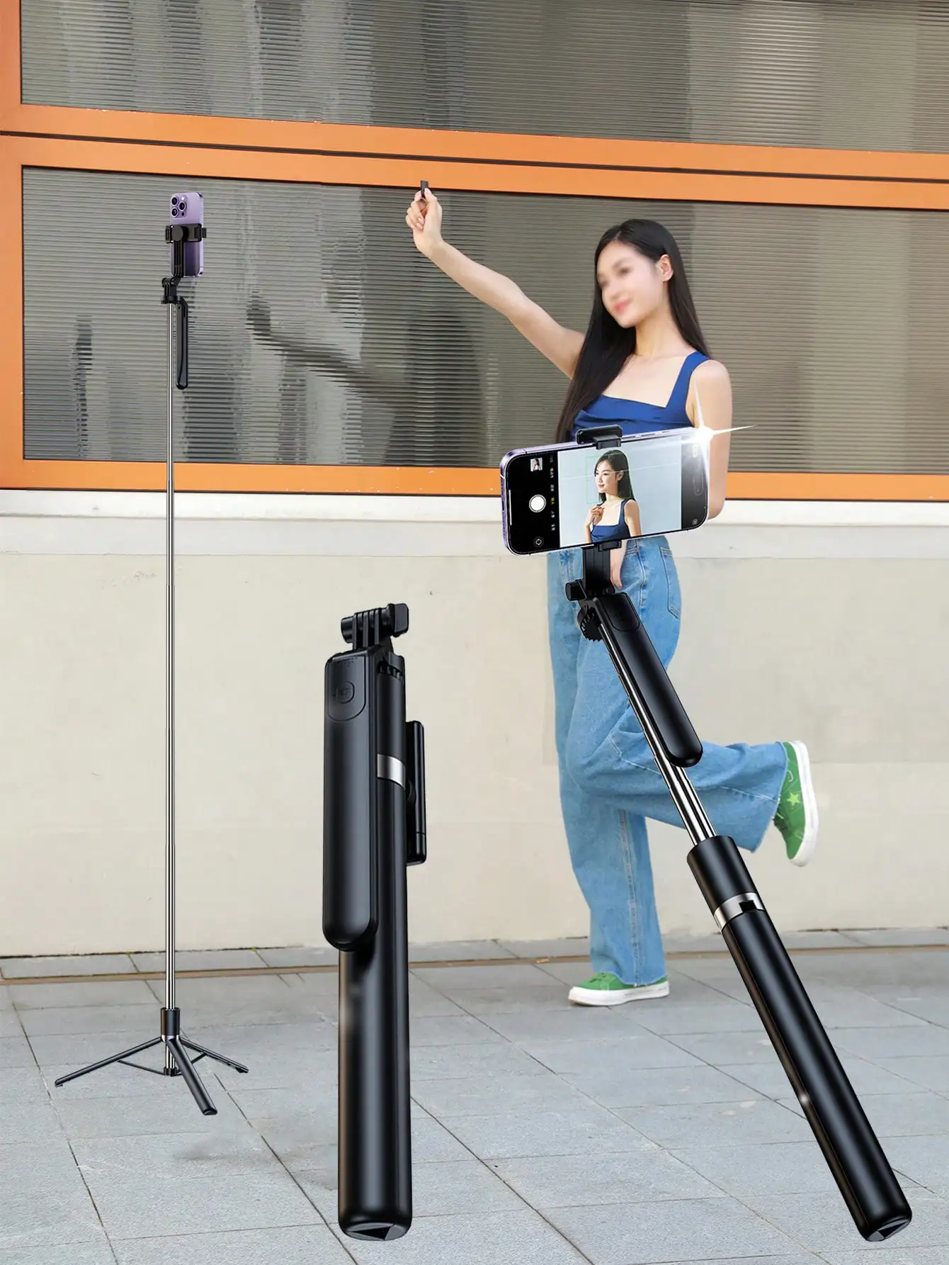 63-inch, 360° Cell Phone Holder with Remote Control for Selfie Recording Video for Apple and Android Phones
63-inch, 360° Cell Phone Holder with Remote Control for Selfie Recording Video for Apple and Android Phones