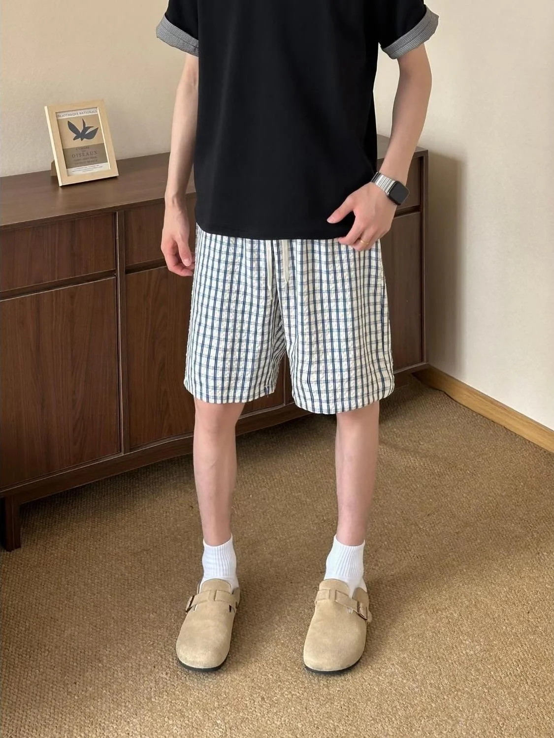 Summer Large Size Men's Casual Plaid Bubble Cloth Five-Quarter Shorts Korean Lazy Style Korean Fashion Polyester Fiber Shorts
Summer Large Size Men's Casual Plaid Bubble Cloth Five-Quarter Shorts Korean Lazy Style Korean Fashion Polyester Fiber Shorts