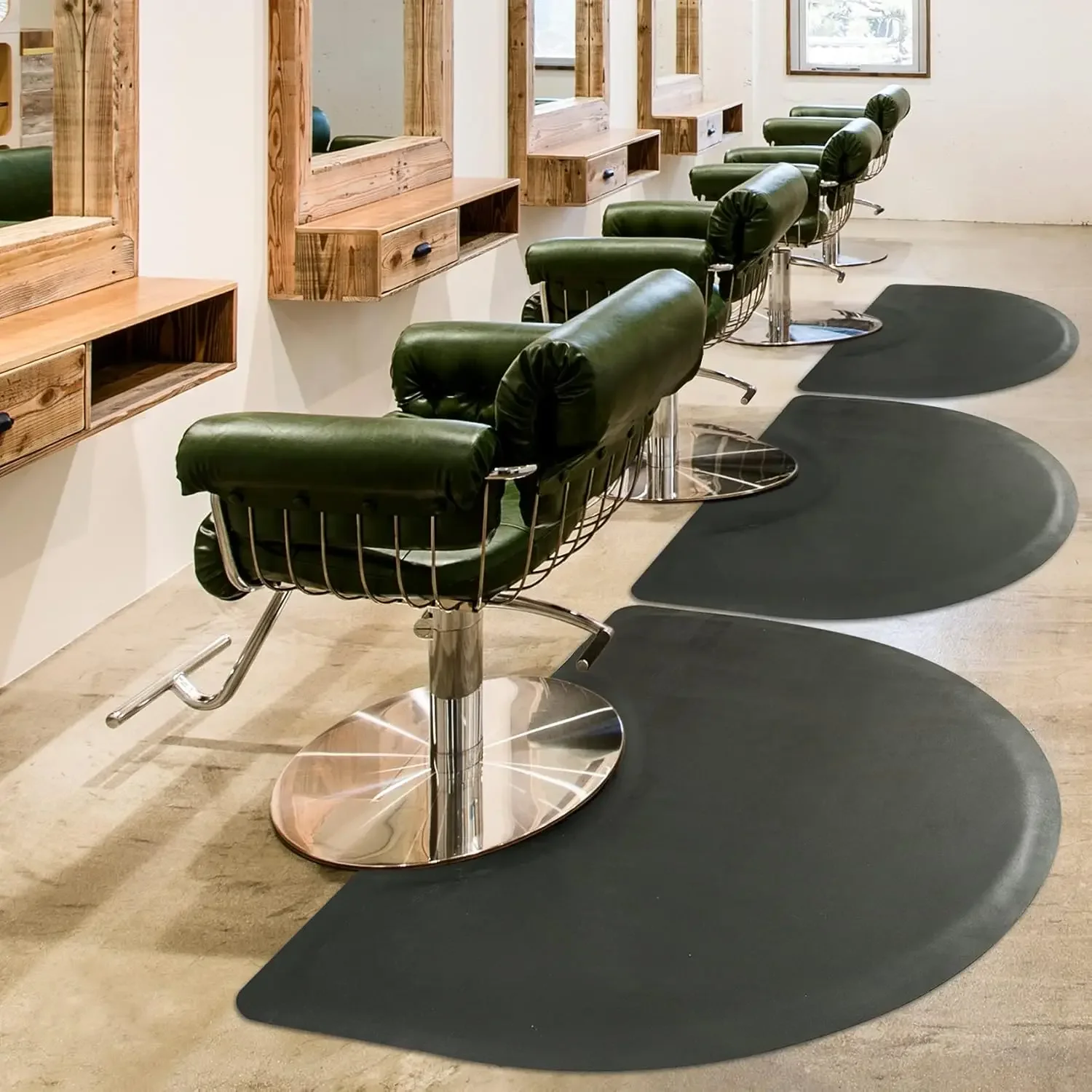 Mat 3'x5' Barber Shop Anti-Fatigue Salon Chair Mat - Black Semi Circle Salon mats for Hair Stylist - 1/2" Thick Comfort Sa
Mat 3'x5' Barber Shop Anti-Fatigue Salon Chair Mat - Black Semi Circle Salon mats for Hair Stylist - 1/2" Thick Comfort Sa