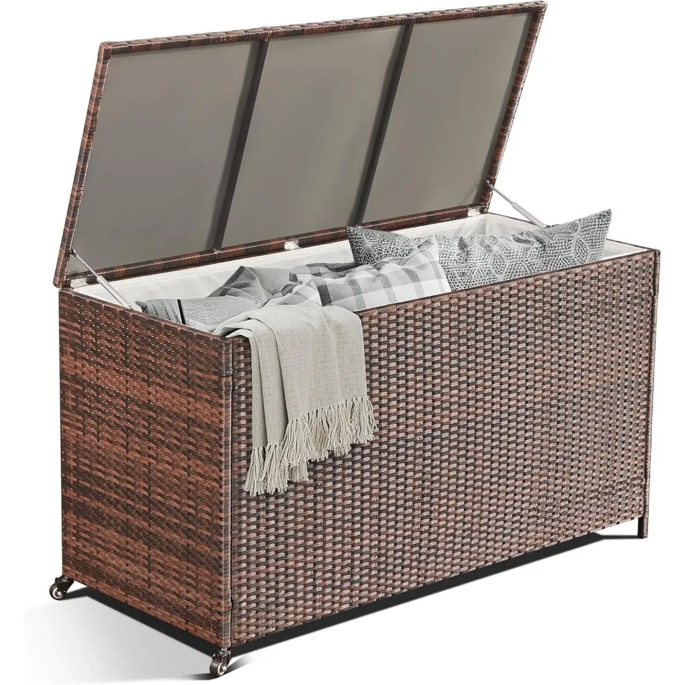 Large Deck Box, Outdoor Wicker Storage Container with 180 Gallon, Patio Rattan Furniture for Garden Tools, Pillows, Pool, Brown
Large Deck Box, Outdoor Wicker Storage Container with 180 Gallon, Patio Rattan Furniture for Garden Tools, Pillows, Pool, Brown