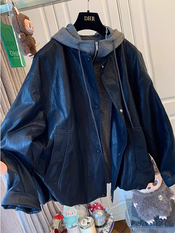 Куртка-худи из искусственной кожи больших размеров (до 300 фунтов), имитация двухслойности, свободный крой, повседневный стиль, для мужчин и женщин, осенне-зимняя верхняя одежда
Куртка-худи из искусственной кожи больших размеров (до 300 фунтов), имитация двухслойности, свободный крой, повседневный стиль, для мужчин и женщин, осенне-зимняя верхняя одежда