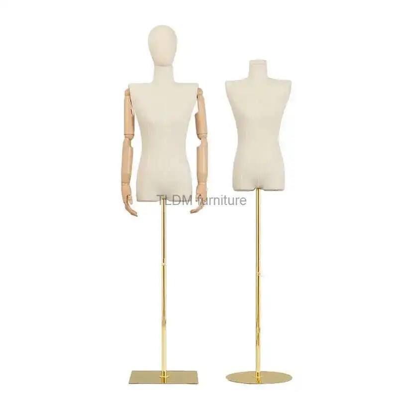 Wooden Arm Cloth Cover Female Head Half Mannequins Metal Base Wedding Clothing Display Stand Adjustable Clothing Store Mannequin
Wooden Arm Cloth Cover Female Head Half Mannequins Metal Base Wedding Clothing Display Stand Adjustable Clothing Store Mannequin
