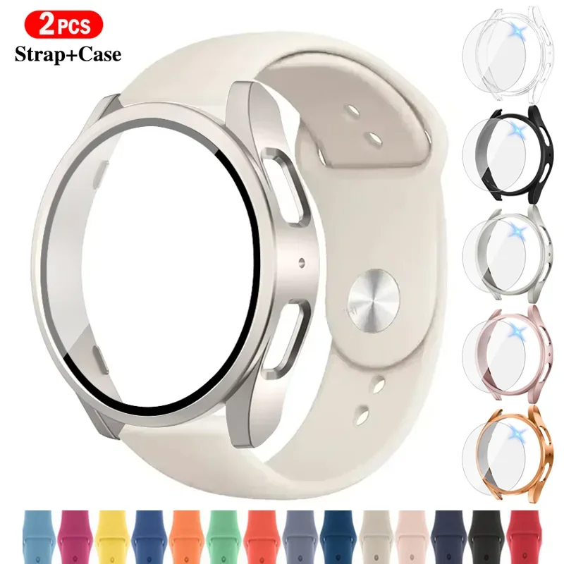 Tempered Glass+Case+Strap For Samsung Galaxy Watch 4 5 40mm 44mm 2pack Silicone band+Screen Protective Cover on Galaxy Watch 6 7
Tempered Glass+Case+Strap For Samsung Galaxy Watch 4 5 40mm 44mm 2pack Silicone band+Screen Protective Cover on Galaxy Watch 6 7