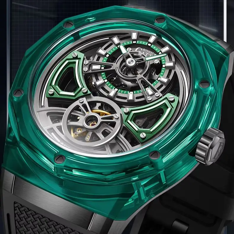 BONEST GATTI Men Automatic Watch 45mm Mechanical Wristwatch Transparent Acrylic Case Sapphire Luminous FKM Strap Skeleton Dial
BONEST GATTI Men Automatic Watch 45mm Mechanical Wristwatch Transparent Acrylic Case Sapphire Luminous FKM Strap Skeleton Dial