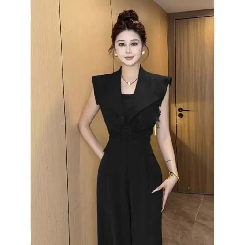 Elegant High Waist Pantsuit Sleeveless Women's Fashion Spring 2026 Polyester Fiber Wide Leg Pants Versatile Style
Elegant High Waist Pantsuit Sleeveless Women's Fashion Spring 2026 Polyester Fiber Wide Leg Pants Versatile Style