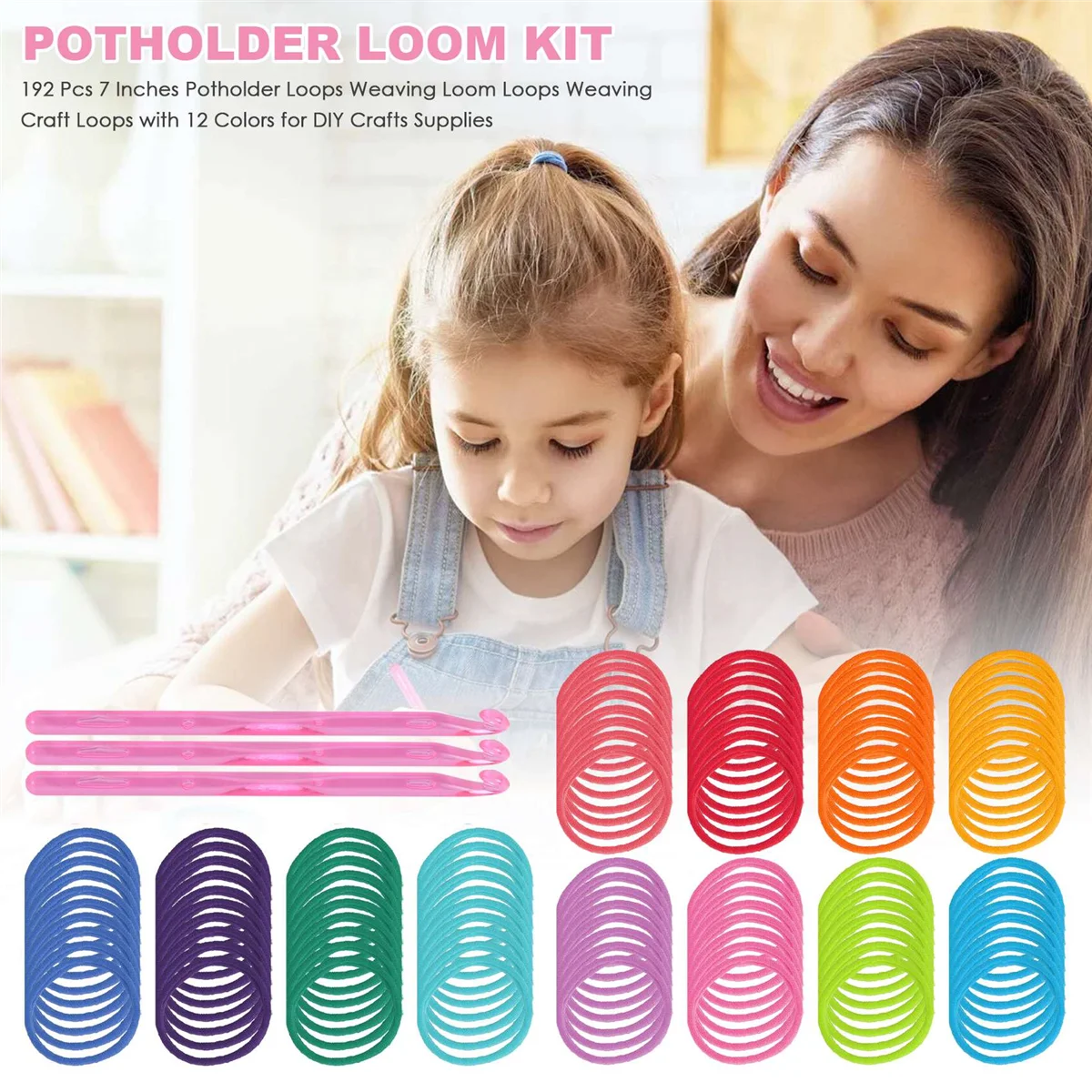 PA-192 Pcs 7 Inches Potholder Loops Weaving Loops Weaving Craft Loops with 12 Colors for DIY Crafts Supplies
PA-192 Pcs 7 Inches Potholder Loops Weaving Loops Weaving Craft Loops with 12 Colors for DIY Crafts Supplies