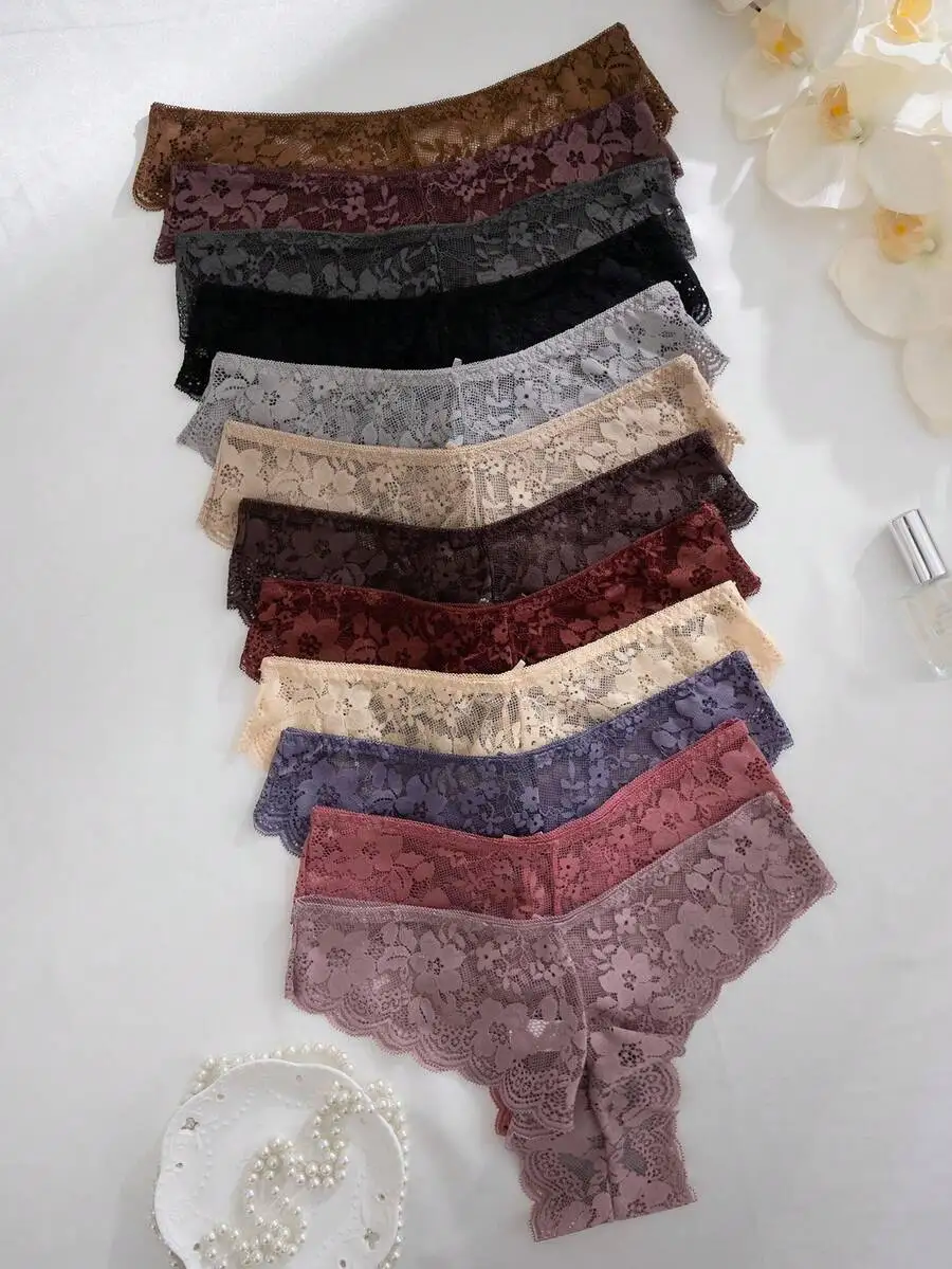 12pcs Womens Lace Floral Brief Panties With Bow Decoration
12pcs Womens Lace Floral Brief Panties With Bow Decoration