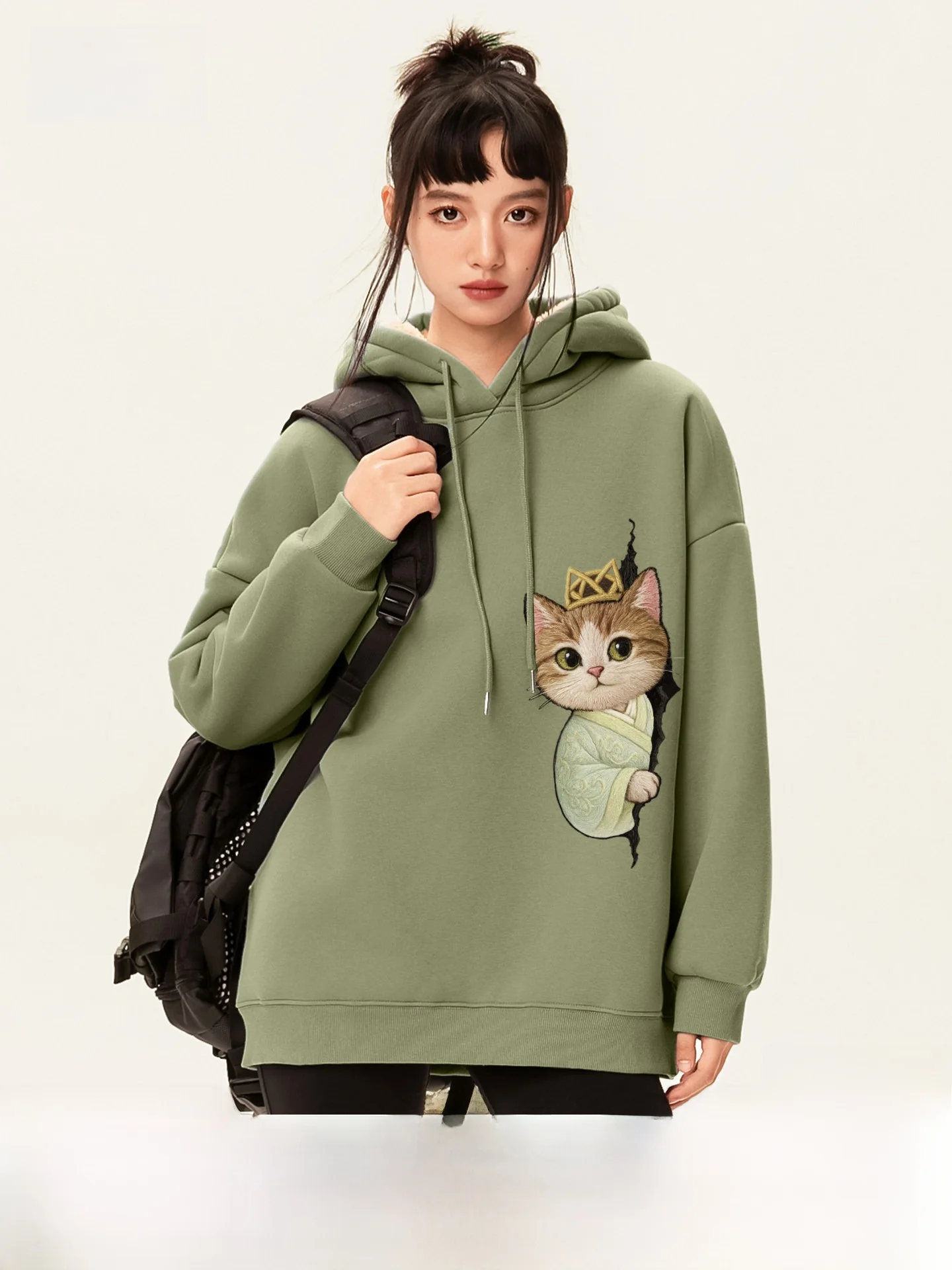Women's Thickened Fleece Hoodie Sweatshirt Green Lazy Style Winter Coat PC Snow Flying Brand Casual Loose Fit Long Sleeve
Women's Thickened Fleece Hoodie Sweatshirt Green Lazy Style Winter Coat PC Snow Flying Brand Casual Loose Fit Long Sleeve
