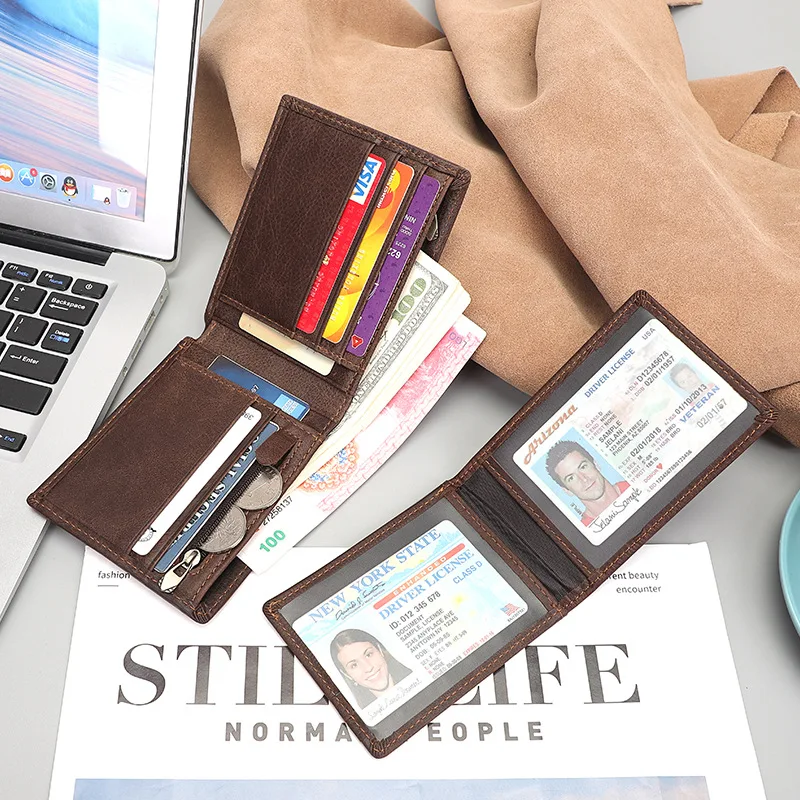 Retro Cowhide Leather Wallet, Horizontal Ultra-thin Design Multi Card Slots Money Clip Fashion Coin Pocket
Retro Cowhide Leather Wallet, Horizontal Ultra-thin Design Multi Card Slots Money Clip Fashion Coin Pocket