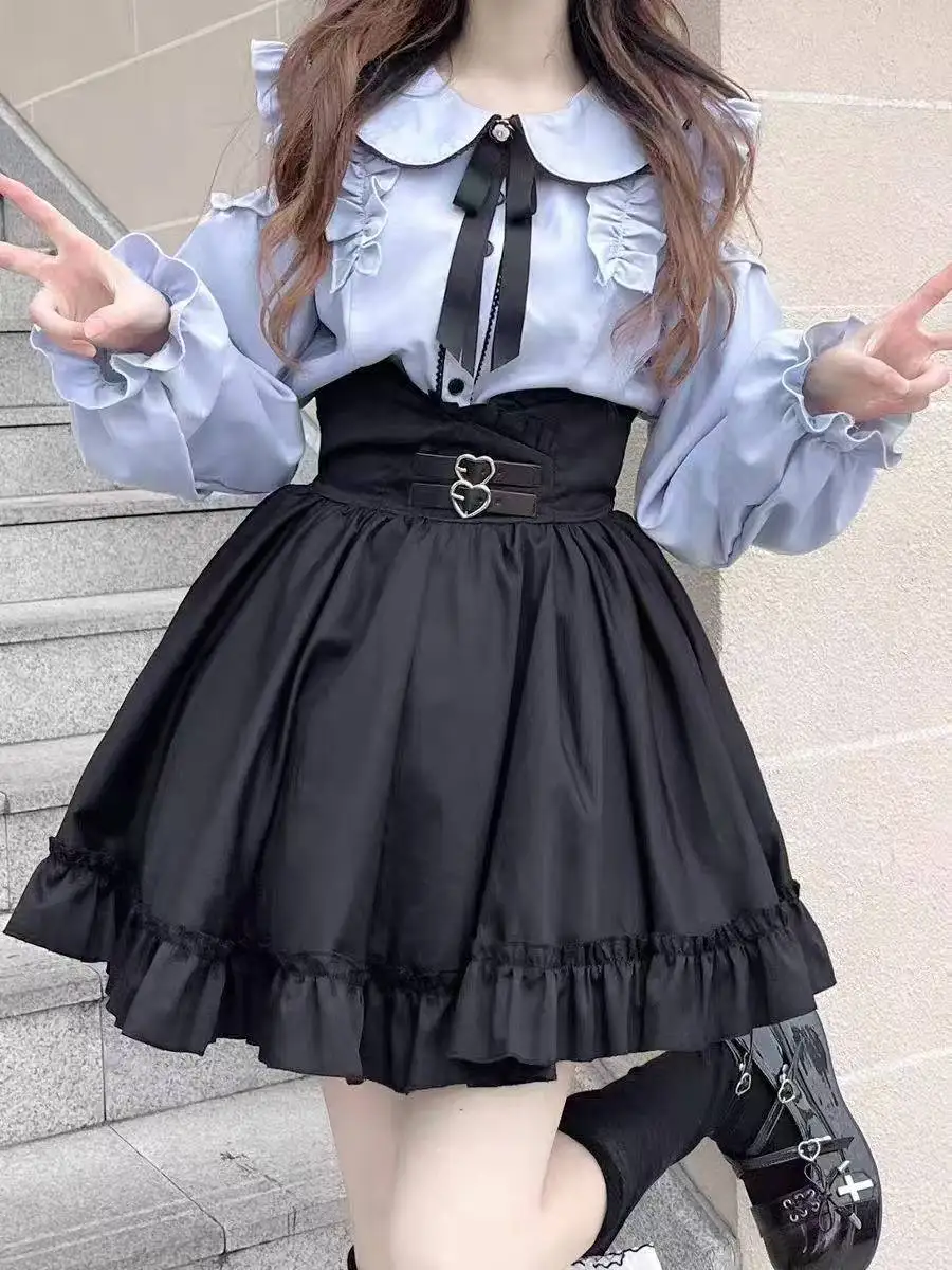 Japanese Kawaii Set Women 2025 Camisas De Mujer Lolita Style Long Sleeve Blosue Off Shoulder Shirts Black Y2k Min Skirt Chic
Japanese Kawaii Set Women 2025 Camisas De Mujer Lolita Style Long Sleeve Blosue Off Shoulder Shirts Black Y2k Min Skirt Chic