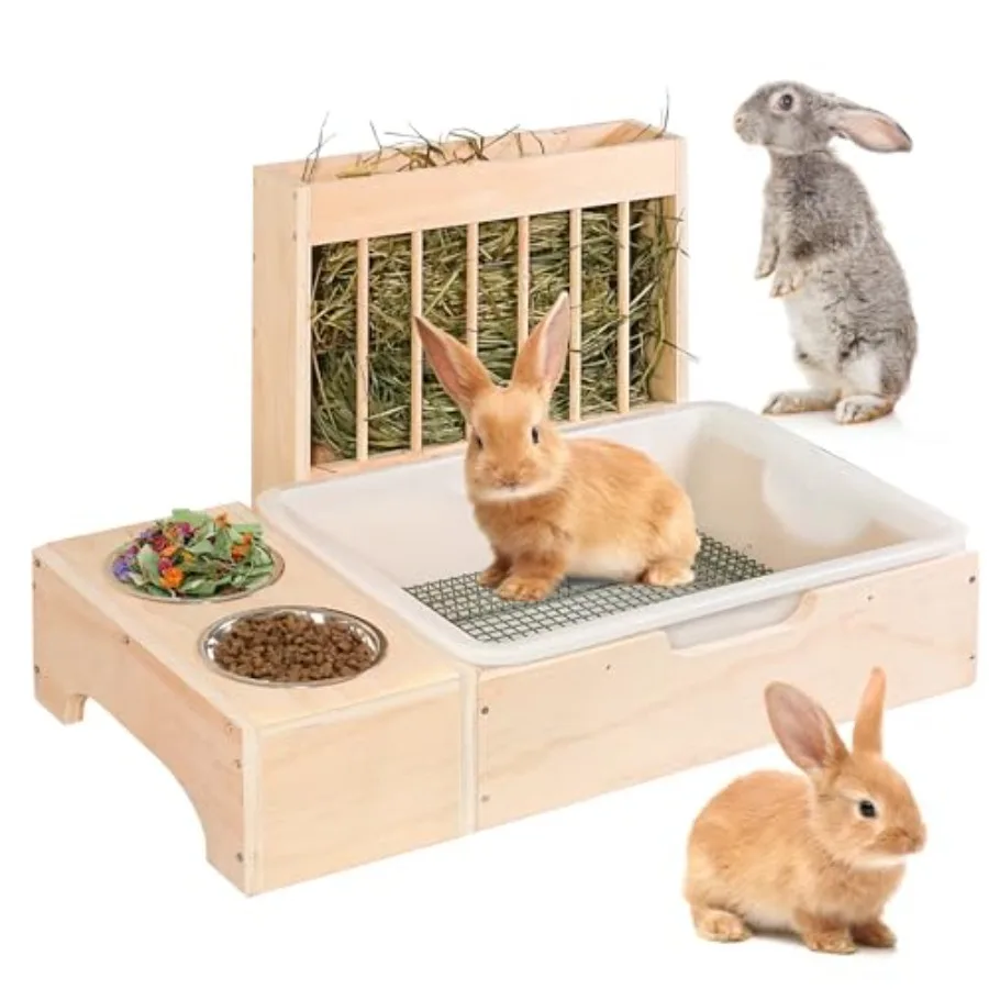 3 in 1 Extra Large Rabbit Hay Feeder with Litter Box Wooden Bunny Toilet for Large and Medium-Sized Dwarf Rabbit Other Animals
3 in 1 Extra Large Rabbit Hay Feeder with Litter Box Wooden Bunny Toilet for Large and Medium-Sized Dwarf Rabbit Other Animals