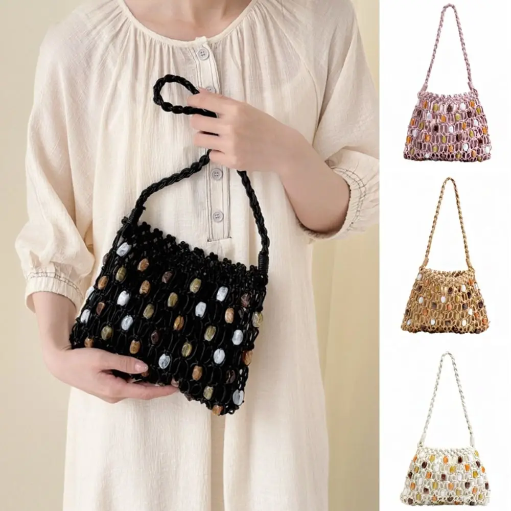 Sweet Korean Style Beaded Woven Bag Wax Rope Handmade Beads Weave Tote Bag Vacation Style Solid Color Beach Bag Ladies/Girls
Sweet Korean Style Beaded Woven Bag Wax Rope Handmade Beads Weave Tote Bag Vacation Style Solid Color Beach Bag Ladies/Girls