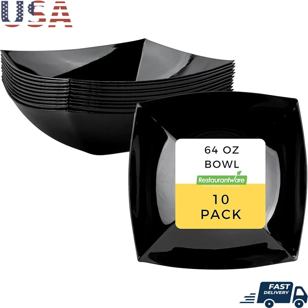 Premium Disposable Plastic Bowls Set 10 Count 64 Ounce Heavy Duty Square Bowls Warm Cold Foods Events Catering
Premium Disposable Plastic Bowls Set 10 Count 64 Ounce Heavy Duty Square Bowls Warm Cold Foods Events Catering