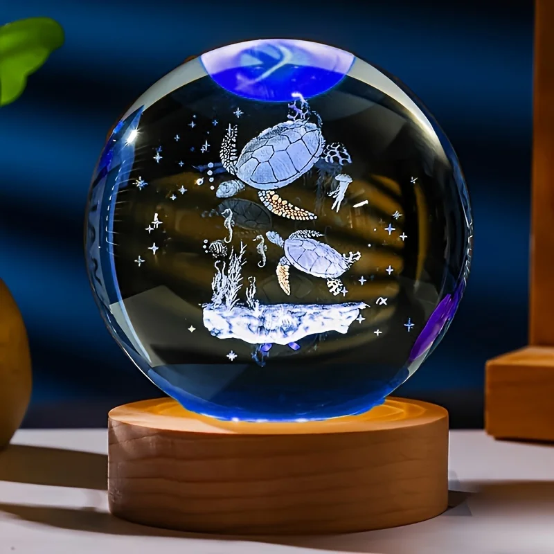 3D Sea Turtle Crystal Ball Night Light 6cm Crystal Glass Sphere with LED Wooden Base Home Decor gift for Women Friends Girls
3D Sea Turtle Crystal Ball Night Light 6cm Crystal Glass Sphere with LED Wooden Base Home Decor gift for Women Friends Girls
