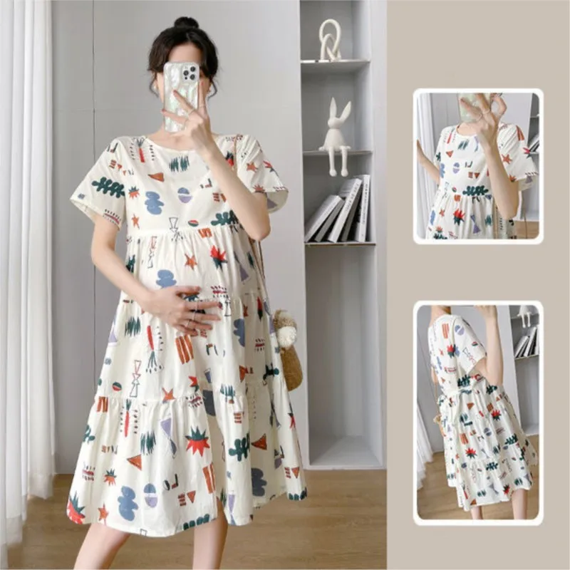Pregnant Women's Summer Short Sleeved Dress 2023 New Women's Summer Round Neck Dress Loose Maternity Print Dress 1PCS LE935
Pregnant Women's Summer Short Sleeved Dress 2023 New Women's Summer Round Neck Dress Loose Maternity Print Dress 1PCS LE935