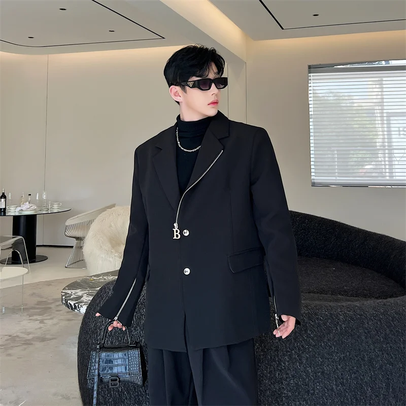 Bla Zipper Deconstructed oulder Pad Suit Men's Korean Sle Casual Long Sve Stand Fit Four Seasons Versatile Outerwear
Bla Zipper Deconstructed oulder Pad Suit Men's Korean Sle Casual Long Sve Stand Fit Four Seasons Versatile Outerwear