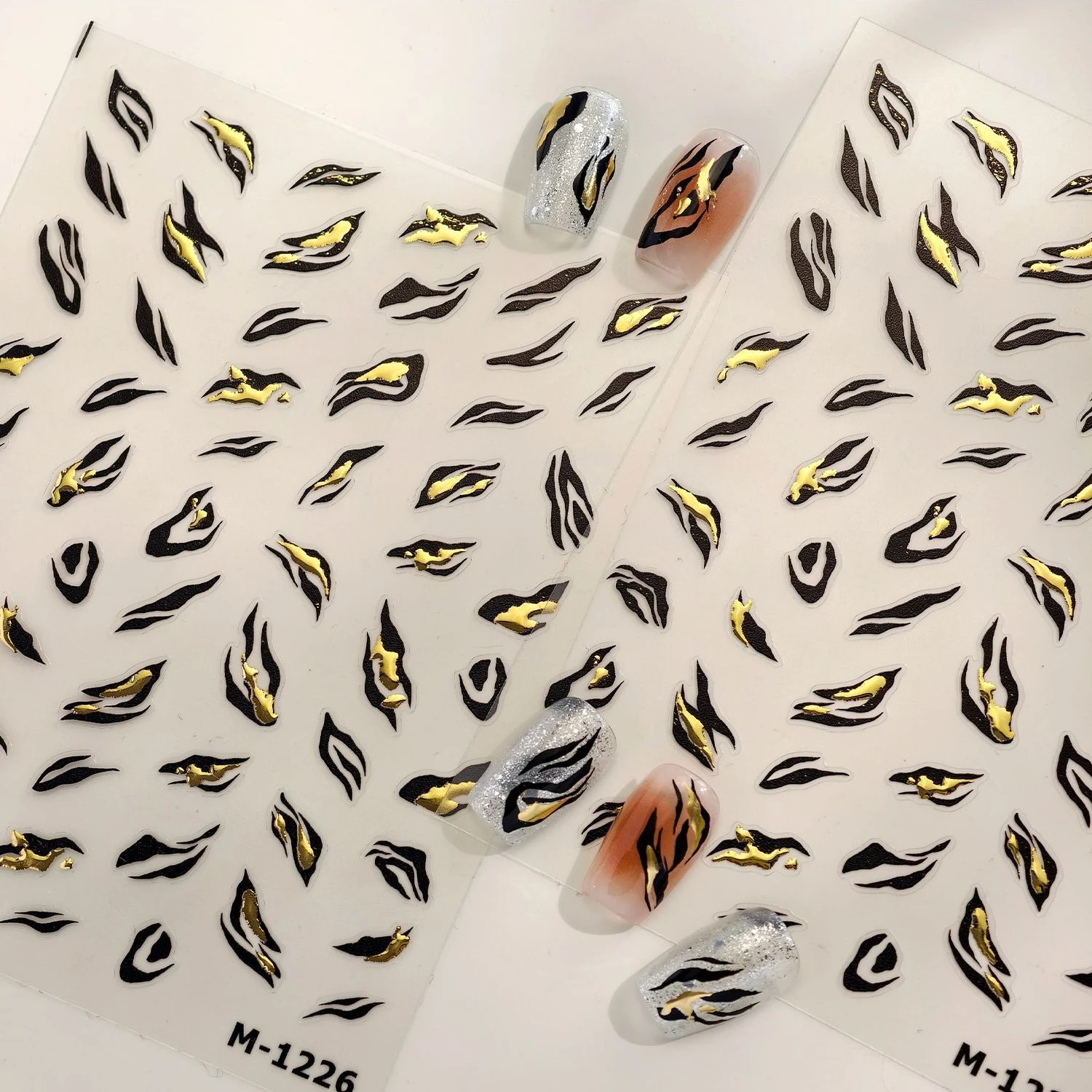 Chic Gold Stamped Black Tiger Leopard Print 3D Self Adhesive Nail Art Stickers Zebra Milk Cow Print Manicure Decals Wholesale
Chic Gold Stamped Black Tiger Leopard Print 3D Self Adhesive Nail Art Stickers Zebra Milk Cow Print Manicure Decals Wholesale