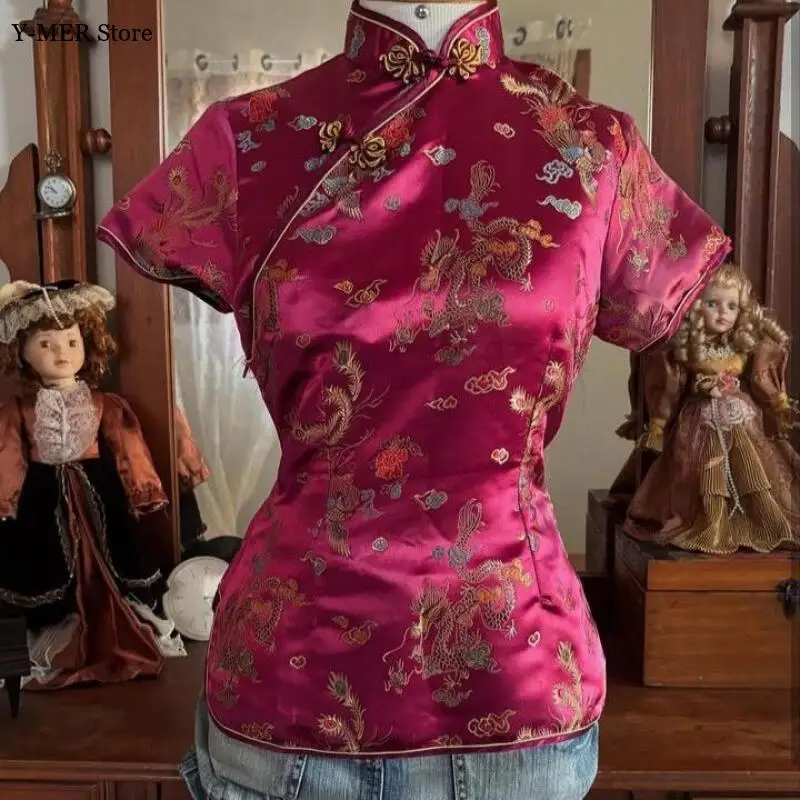 Vintage Chinese Style Chesongam Top Mandarin Collar Button Qipao Shirt Short Sleeve Shirt Lady Sexy Blouse Fashion Streetwear
Vintage Chinese Style Chesongam Top Mandarin Collar Button Qipao Shirt Short Sleeve Shirt Lady Sexy Blouse Fashion Streetwear