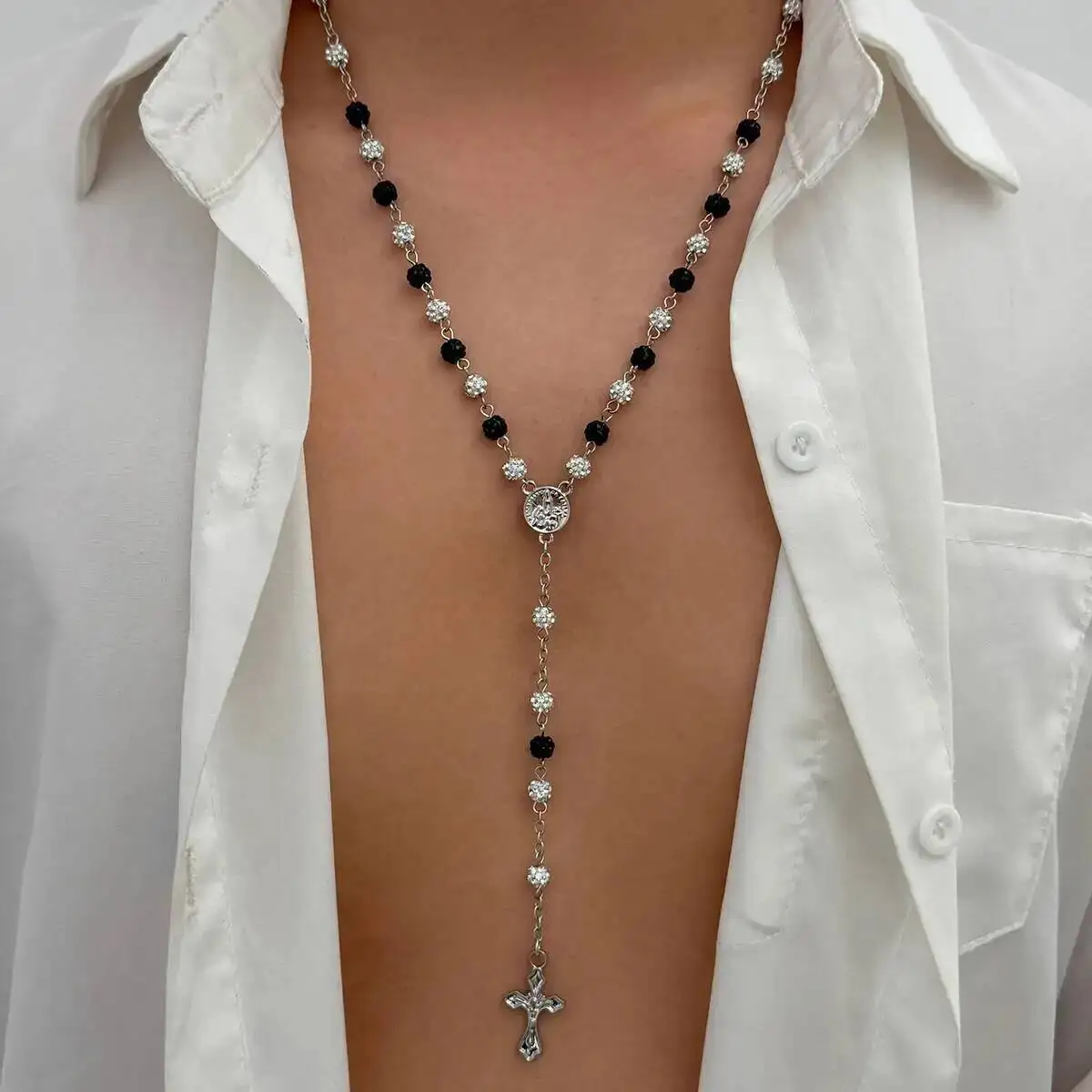 KunJoe Hip Hop Rhinestone Round Bead Chain Choker Necklace for Men Goth Jesus Cross Long Pendant Necklace Male Nack Jewelry 
KunJoe Hip Hop Rhinestone Round Bead Chain Choker Necklace for Men Goth Jesus Cross Long Pendant Necklace Male Nack Jewelry