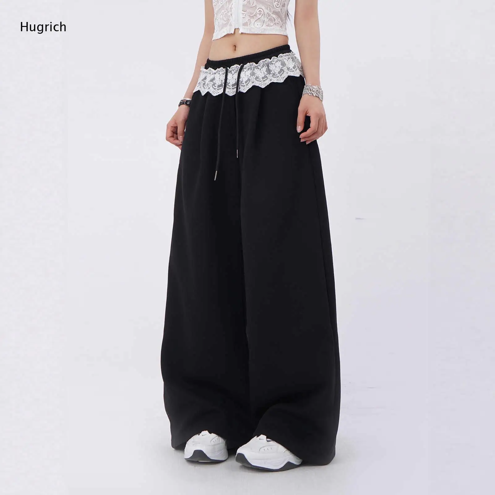 Lace Trim Waistband Drawstring Sweatpants Elastic High Waist Loose Oversized Wide Leg Casual Jogger Trousers
Lace Trim Waistband Drawstring Sweatpants Elastic High Waist Loose Oversized Wide Leg Casual Jogger Trousers
