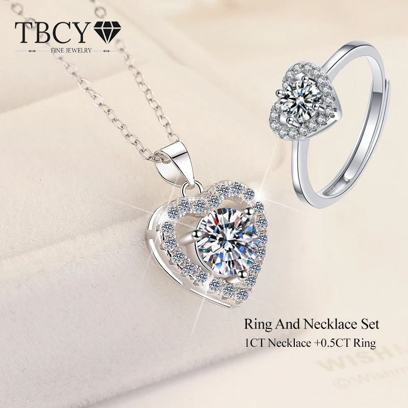 TBCYD комплект ожерелья из муассанита в форме сердца, комплект из муассанита, регулируемое кольцо из стерлингового серебра S925 для женщин, рождественский подарочный набор ювелирных изделий
TBCYD комплект ожерелья из муассанита в форме сердца, комплект из муассанита, регулируемое кольцо из стерлингового серебра S925 для женщин, рождественский подарочный набор ювелирных изделий