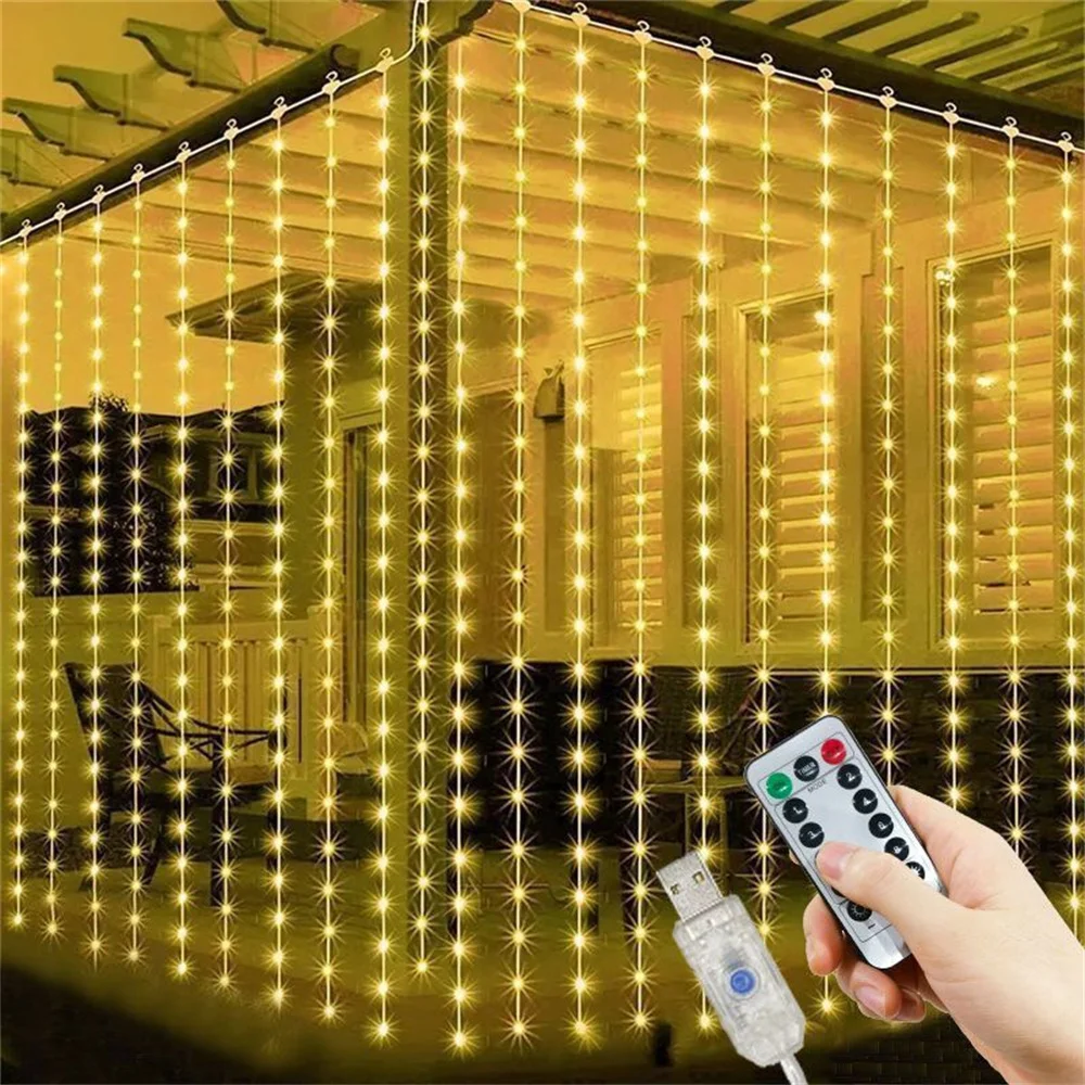 USB Fairy Lights 600-100LEDs Curtain String Lights Remote Control for Christmas Home Bedroom Wedding Decoration Festive Party
USB Fairy Lights 600-100LEDs Curtain String Lights Remote Control for Christmas Home Bedroom Wedding Decoration Festive Party