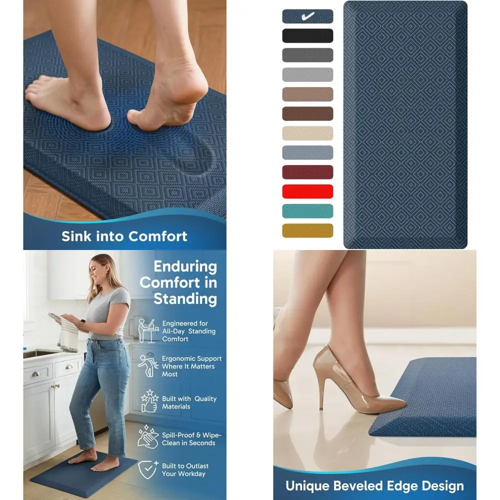 Толстые кухонные коврики 3/4, мягкие коврики против усталости 20x48, водонепроницаемый комфортный коврик для дома и офиса, нескользящая синяя основа
Толстые кухонные коврики 3/4, мягкие коврики против усталости 20x48, водонепроницаемый комфортный коврик для дома и офиса, нескользящая синяя основа