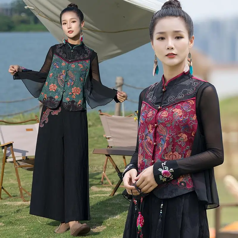 2024 ethnic gilet national flower embroidery women traditional vintage waistcoat chinese style tang suit oriental patchwork vest
2024 ethnic gilet national flower embroidery women traditional vintage waistcoat chinese style tang suit oriental patchwork vest