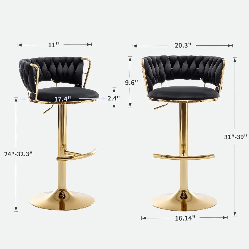 Set of 4, Height with Low Back, Velvet Adjustable Barstools, 360° Swivel for Kitchen Island, Bar Stools
Set of 4, Height with Low Back, Velvet Adjustable Barstools, 360° Swivel for Kitchen Island, Bar Stools