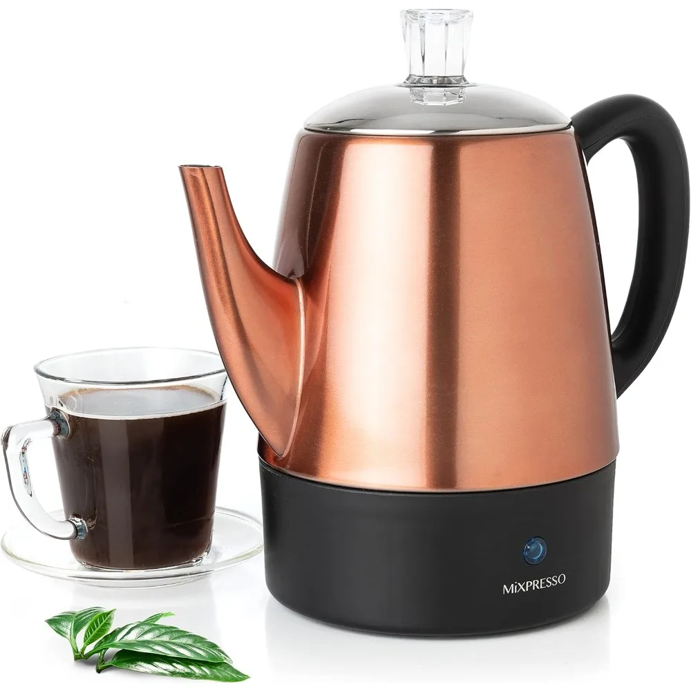 Electric Coffee Percolator Copper Body, with Stainless Steel Lids Coffee Maker, Percolator Electric Pot - 4 Cups
Electric Coffee Percolator Copper Body, with Stainless Steel Lids Coffee Maker, Percolator Electric Pot - 4 Cups