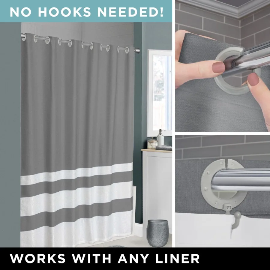 Easy Hang Waffle Stripe Premium Fabric Shower Curtain Grey
Easy Hang Waffle Stripe Premium Fabric Shower Curtain Grey