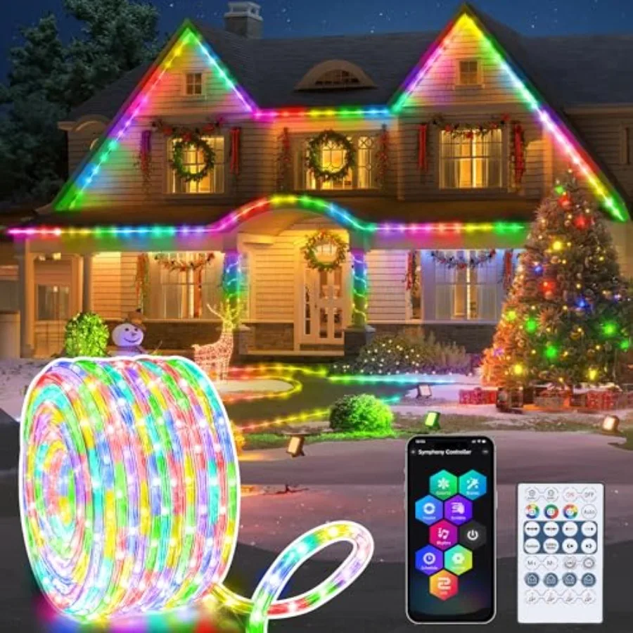 RGB Color Changing Rope Lights Outdoor, 66ft 200LED Smart String Lights with Remote and APP Control, Waterproof Music Sync Rope
RGB Color Changing Rope Lights Outdoor, 66ft 200LED Smart String Lights with Remote and APP Control, Waterproof Music Sync Rope