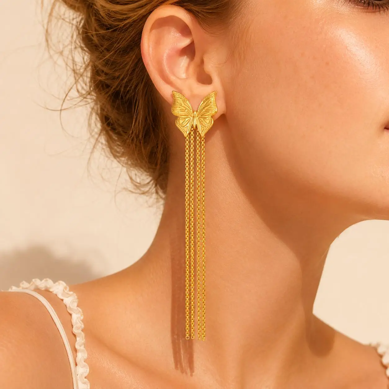 Temperament Long Tassel Chain Butterfly Earrings for Women, Waterproof 18K Gold Plated Stainless Steel Drop Jewelry
Temperament Long Tassel Chain Butterfly Earrings for Women, Waterproof 18K Gold Plated Stainless Steel Drop Jewelry