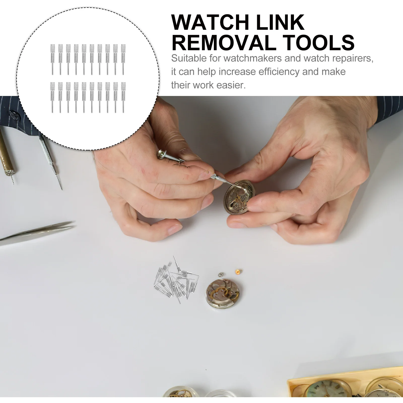 20pcs Link Remover Tools Stainless Steel Strap Adjustment Kit For Repair Work Watch Repair Tools Watch Band Removers
20pcs Link Remover Tools Stainless Steel Strap Adjustment Kit For Repair Work Watch Repair Tools Watch Band Removers