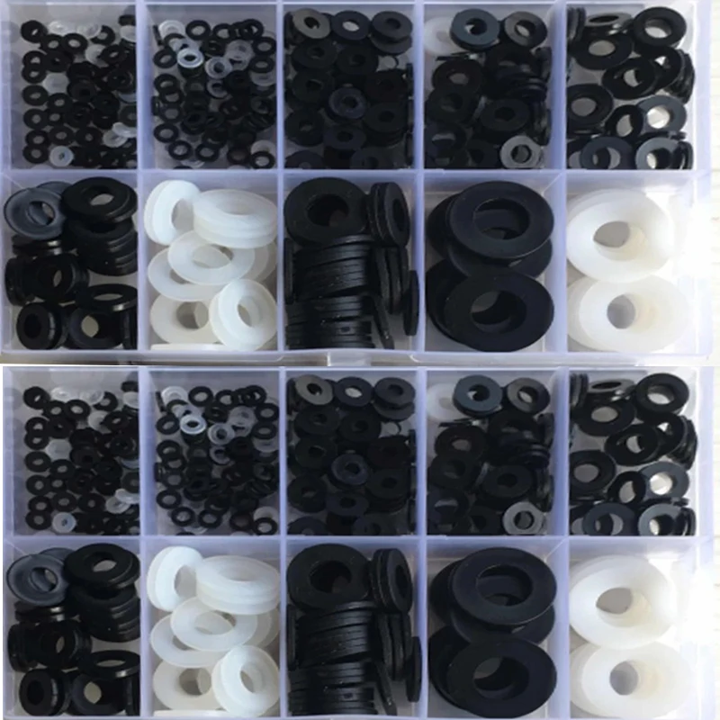 500pcs Washer Black and White Mixed Nylon Washer Set M2 M2.5 M3 M4 M5 M6 M8 M10 Flat Nylon Washers
500pcs Washer Black and White Mixed Nylon Washer Set M2 M2.5 M3 M4 M5 M6 M8 M10 Flat Nylon Washers