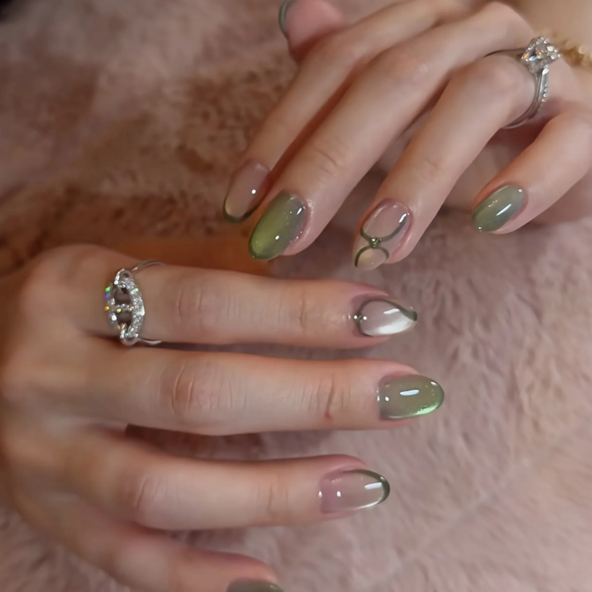 10pcs Handmade Short Oval Press On Nails Light Green Nude Cat Eye French Design Sweet Gentle Fake Nails Wearable Nails Art Tip
10pcs Handmade Short Oval Press On Nails Light Green Nude Cat Eye French Design Sweet Gentle Fake Nails Wearable Nails Art Tip