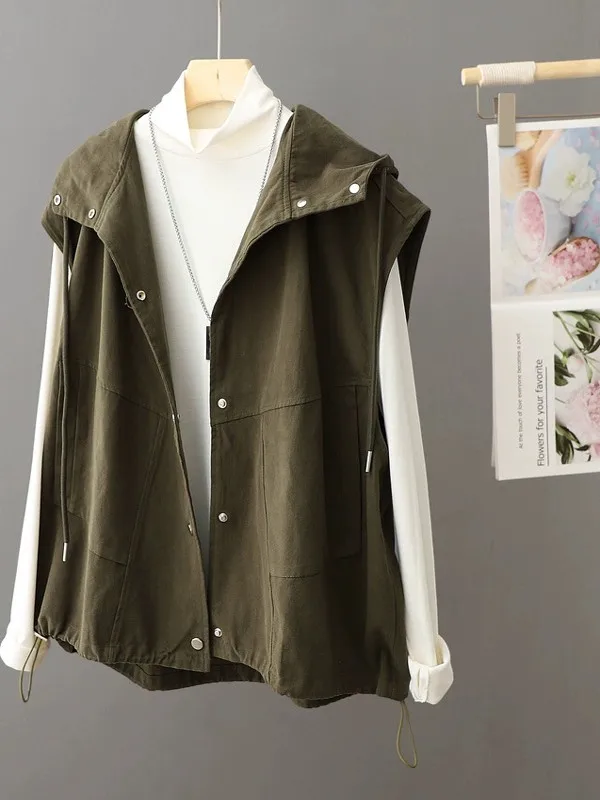 Весенне-осенний хлопково-льняной жилет большого размера в стиле ретро с капюшоном, декоративными накладками на плечах, для работы и повседневной носки, на одной пуговице
Весенне-осенний хлопково-льняной жилет большого размера в стиле ретро с капюшоном, декоративными накладками на плечах, для работы и повседневной носки, на одной пуговице