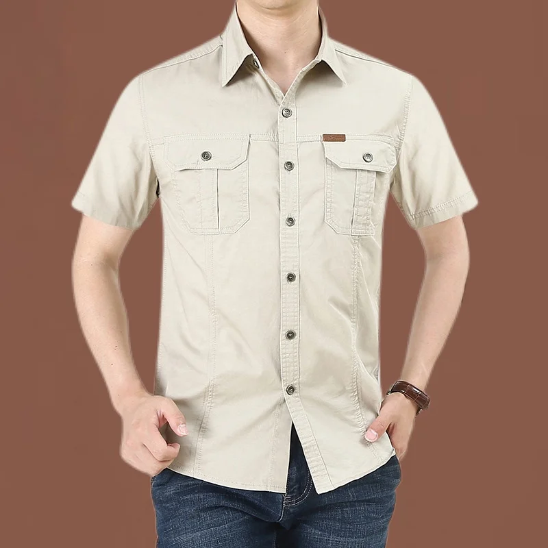 Summer Casual Cotton Shirt Men's Loose Workwear Collared Shirt Short Sleeve Fashionable Urban Style Travel Friendly Youth Shirt
Summer Casual Cotton Shirt Men's Loose Workwear Collared Shirt Short Sleeve Fashionable Urban Style Travel Friendly Youth Shirt