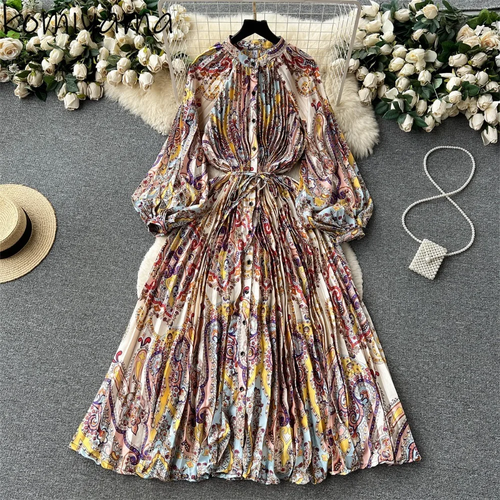 Новое платье с принтом Vestidos Mujer на шнуровке, женское платье с круглым вырезом и рукавами-фонариками, плиссированное платье с большими качелями, 2025, однобортные халаты
Новое платье с принтом Vestidos Mujer на шнуровке, женское платье с круглым вырезом и рукавами-фонариками, плиссированное платье с большими качелями, 2025, однобортные халаты