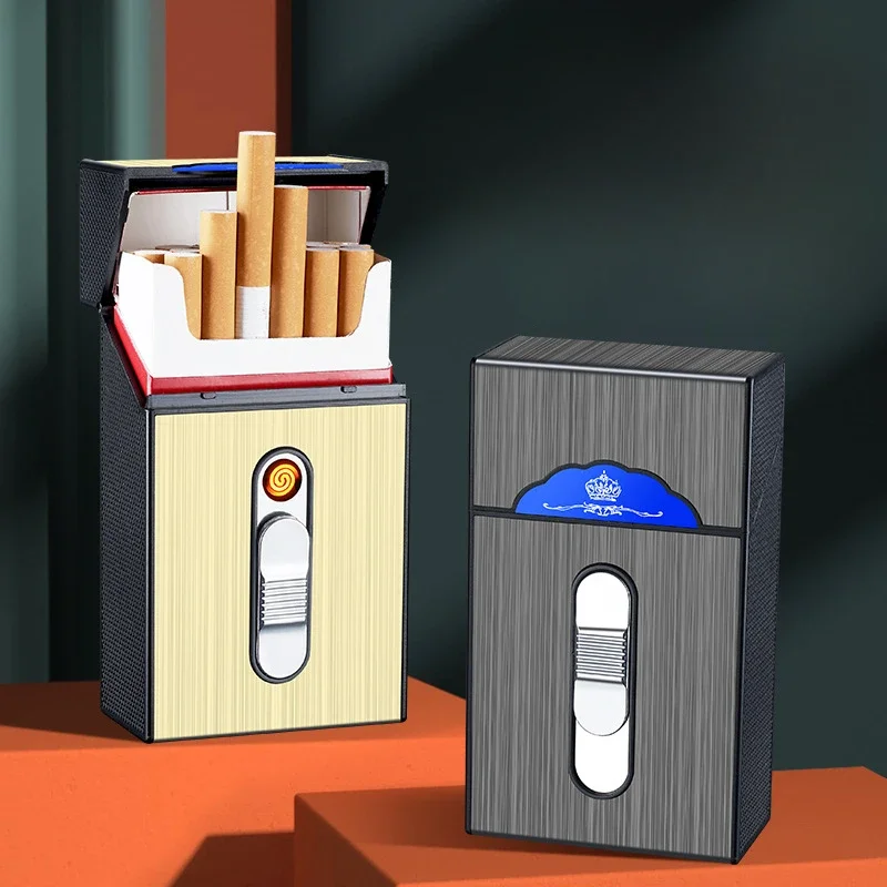 Portable Men's Cigarette Case with Lighter, USB Rechargeable Lighter Cigarette Case, 20 Cigarette Storage Box
Portable Men's Cigarette Case with Lighter, USB Rechargeable Lighter Cigarette Case, 20 Cigarette Storage Box