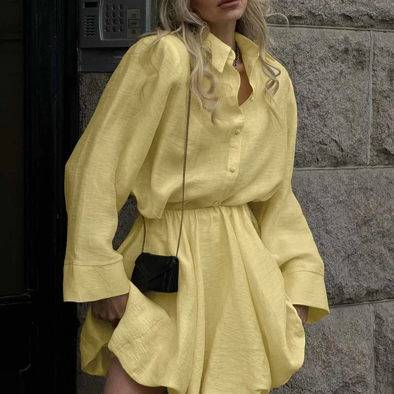 Tuularose Solid Shirt Skirt Set For Women Lapel Single Breasted Top High Waist Skirt Set Female Casual Loose Fashion Skirt Set
Tuularose Solid Shirt Skirt Set For Women Lapel Single Breasted Top High Waist Skirt Set Female Casual Loose Fashion Skirt Set
