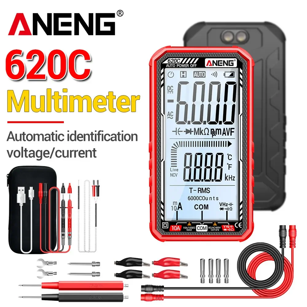 Professional Multimeter Digital Smart AC/DC Voltage Current Diode NCV Induction Rechargable Backlit Large Screen Tool ANENG 620C
Professional Multimeter Digital Smart AC/DC Voltage Current Diode NCV Induction Rechargable Backlit Large Screen Tool ANENG 620C