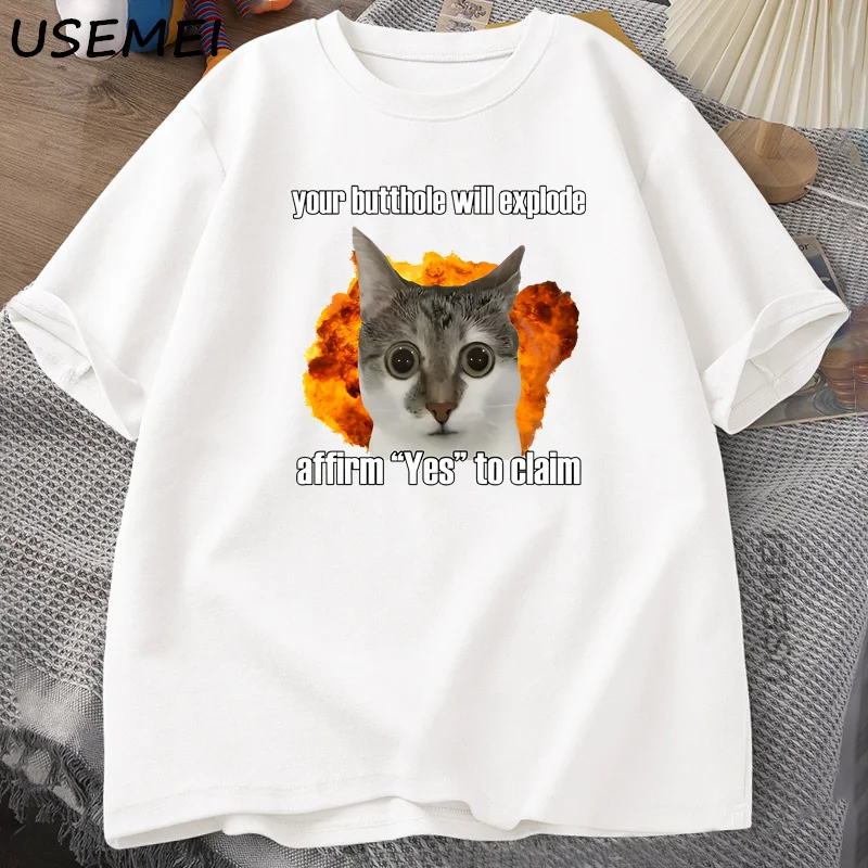 Funny Cat Cotton Tshirt O-neck Short Sleeve Loose Fashion Tops Tees Men Oversized Tshirts Crewneck Casual Summer Top Unisex
Funny Cat Cotton Tshirt O-neck Short Sleeve Loose Fashion Tops Tees Men Oversized Tshirts Crewneck Casual Summer Top Unisex