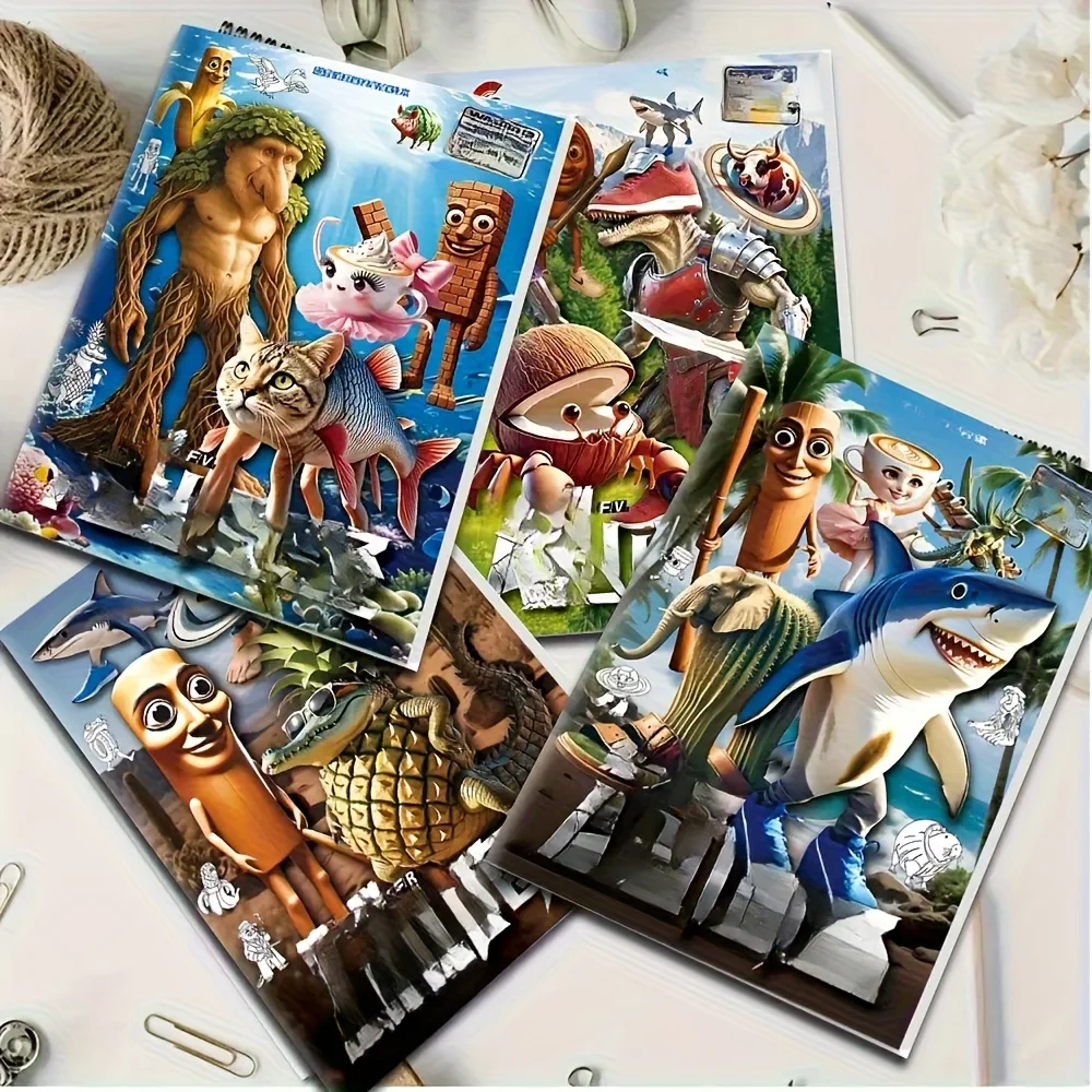 4pcs Drawing Coloring Book Set Italian Brainrot Animals Full Illustrated Line Collection-Tung Tung Tung Sahur Tracing Book, Rich 
4pcs Drawing Coloring Book Set Italian Brainrot Animals Full Illustrated Line Collection-Tung Tung Tung Sahur Tracing Book, Rich