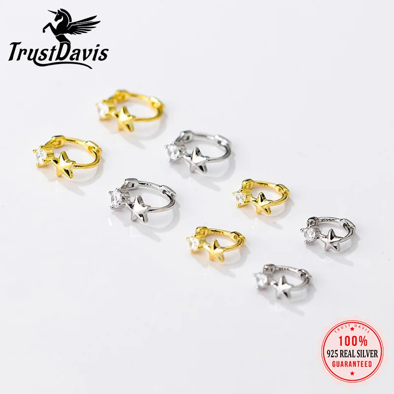 TrustDavis 925 Sterling Silver Sweet Aimple Petite Elegant Star Hoop Earring for Daughter Girls Birthday Gift Jewelry DS3914
TrustDavis 925 Sterling Silver Sweet Aimple Petite Elegant Star Hoop Earring for Daughter Girls Birthday Gift Jewelry DS3914