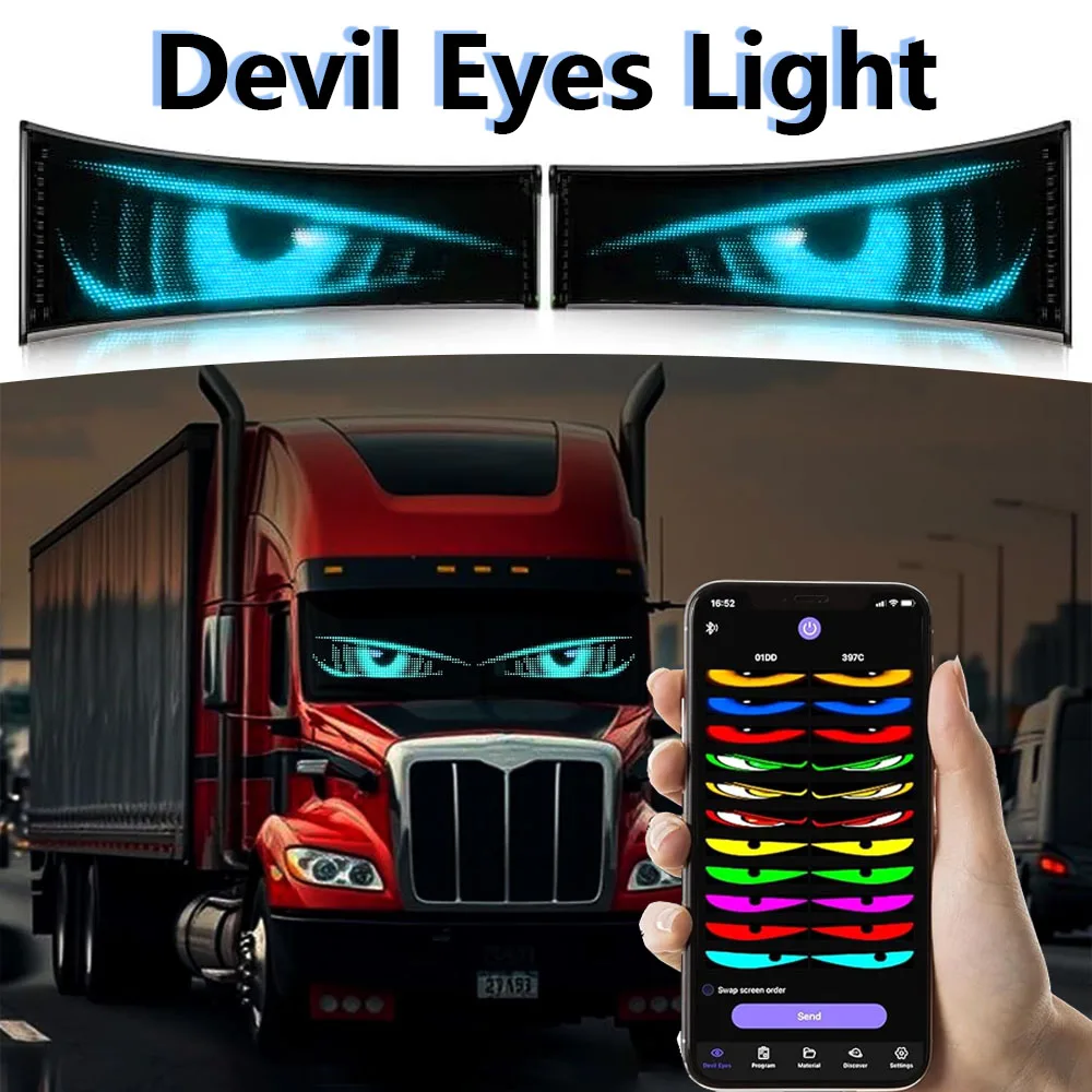 LED Devil Eyes Light for Cars Windshield, App/Remote Control, Flexible Scrolling Programmable LED Signs for Cars, SUVs & Trucks
LED Devil Eyes Light for Cars Windshield, App/Remote Control, Flexible Scrolling Programmable LED Signs for Cars, SUVs & Trucks