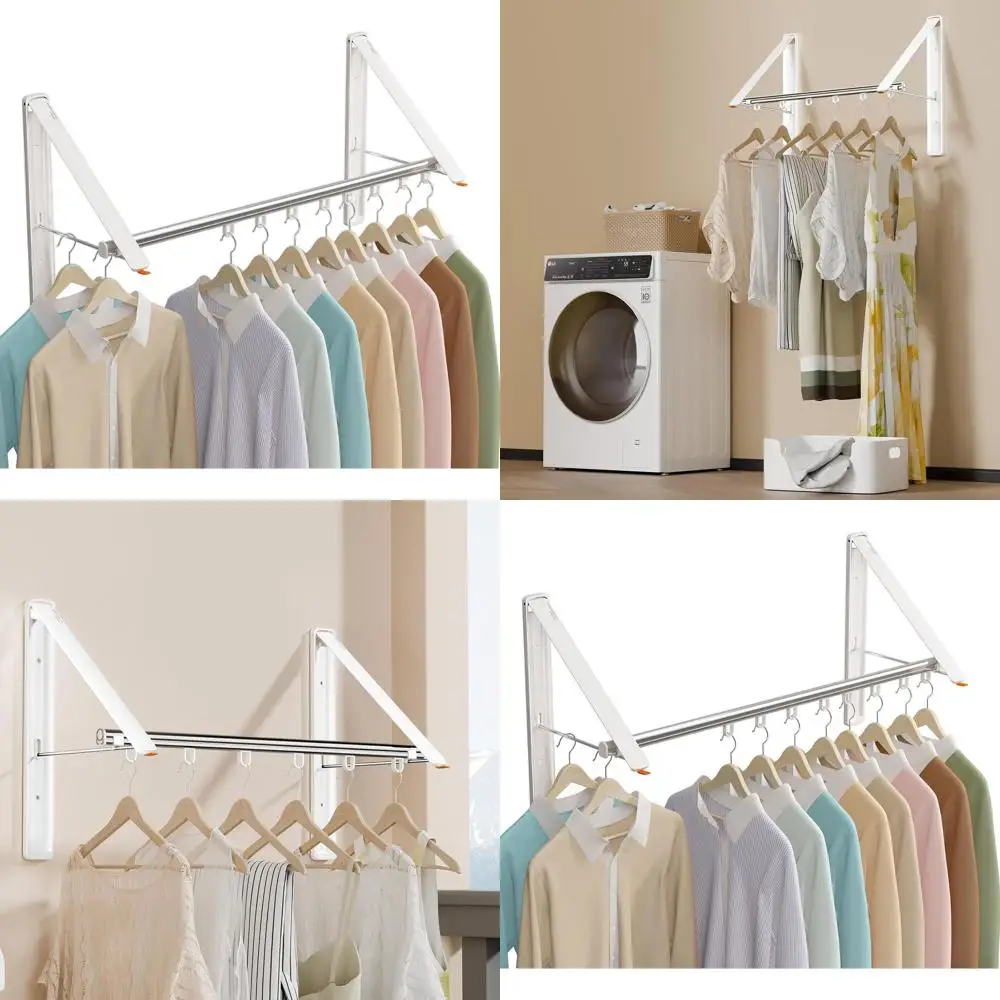 Компактная настенная выдвижная сушилка для одежды, алюминиевый органайзер для вешалок для белья (белый, 2 шт.)
Компактная настенная выдвижная сушилка для одежды, алюминиевый органайзер для вешалок для белья (белый, 2 шт.)