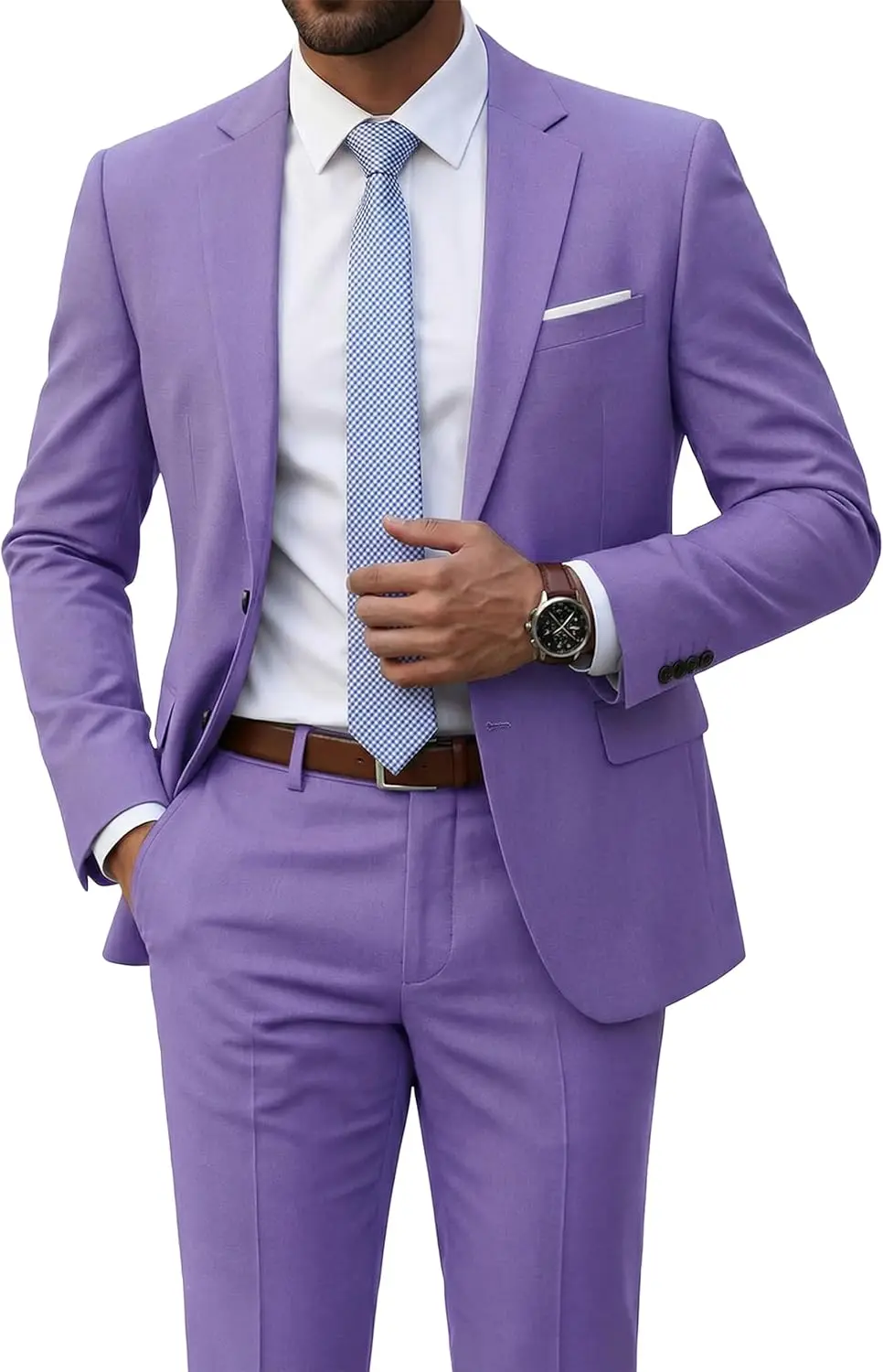 Мужской костюм-двойка Slim Fit: пиджак на 2 пуговицах и брюки
Мужской костюм-двойка Slim Fit: пиджак на 2 пуговицах и брюки